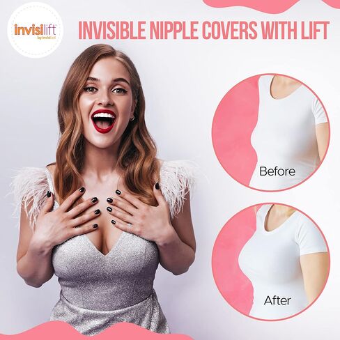 ملصقات غطاء حلمة الصدر اللاصقة بدون حمالات من Invisibelt Invisi-Lift، فطائر اللحم المرفوعة، قابلة لإعادة الاستخدام للفتيات والنساء العارية in Kuwait
