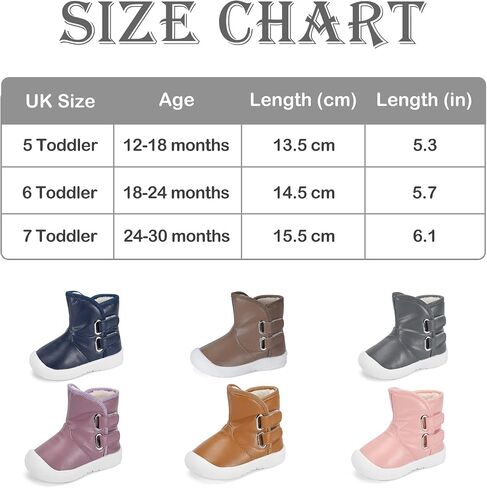 ESTAMICO Toddler Boys Gilrs Rubber Sole Warm Winter Snow Boots in Saudi Arabia