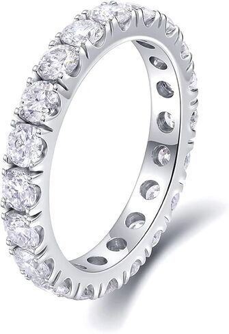 MRENITE مويسانيتي خاتم الزفاف الخلود للنساء 3 مم 2CTTW D اللون VVS1 وضوح كامل مويسانيتي خاتم الخلود S925 الفضة الاسترليني الفرقة الذكرى تكويم لها in Kuwait