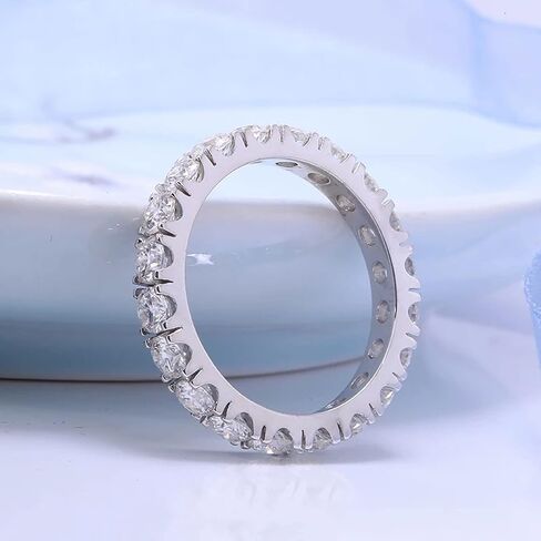 MRENITE مويسانيتي خاتم الزفاف الخلود للنساء 3 مم 2CTTW D اللون VVS1 وضوح كامل مويسانيتي خاتم الخلود S925 الفضة الاسترليني الفرقة الذكرى تكويم لها in Kuwait