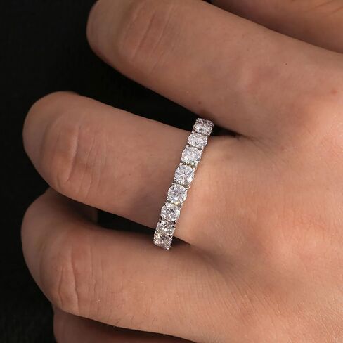 MRENITE مويسانيتي خاتم الزفاف الخلود للنساء 3 مم 2CTTW D اللون VVS1 وضوح كامل مويسانيتي خاتم الخلود S925 الفضة الاسترليني الفرقة الذكرى تكويم لها in Kuwait