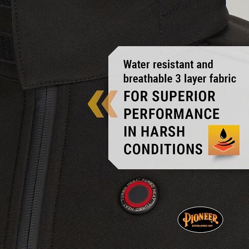 Pioneer Women’s Heated Softshell Jacket – For Winter and Cold Weather – Water Resistant - Detachable Hood and Pockets - Black in Saudi Arabia
