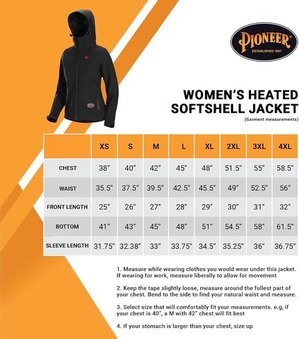 Pioneer Women’s Heated Softshell Jacket – For Winter and Cold Weather – Water Resistant - Detachable Hood and Pockets - Black in Saudi Arabia