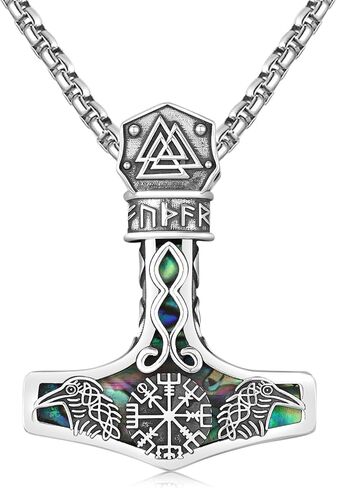 Twoowl ثور المطرقة قلادة 925 فضة فايكنغ Mjolnir قلادة أكسدة نورس الرونية تميمة مجوهرات هدايا للنساء الرجال in Kuwait