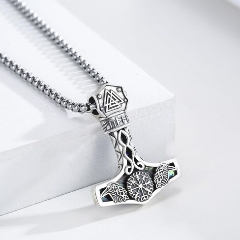 Twoowl ثور المطرقة قلادة 925 فضة فايكنغ Mjolnir قلادة أكسدة نورس الرونية تميمة مجوهرات هدايا للنساء الرجال in Kuwait