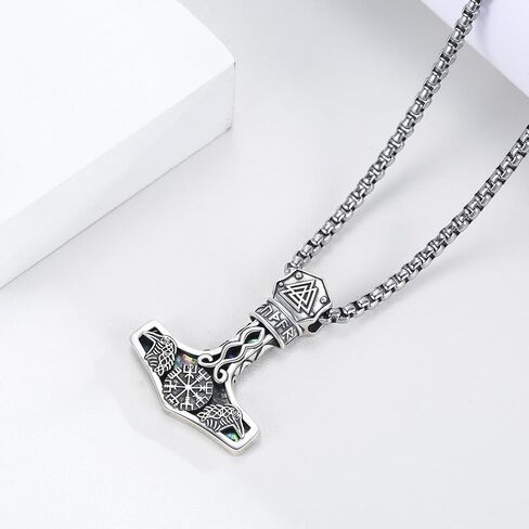 Twoowl ثور المطرقة قلادة 925 فضة فايكنغ Mjolnir قلادة أكسدة نورس الرونية تميمة مجوهرات هدايا للنساء الرجال in Kuwait