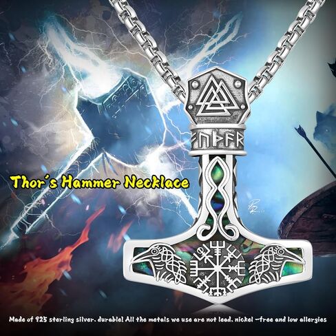 Twoowl ثور المطرقة قلادة 925 فضة فايكنغ Mjolnir قلادة أكسدة نورس الرونية تميمة مجوهرات هدايا للنساء الرجال in Kuwait