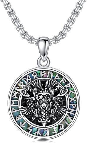 قلادة MeetMuse Viking للرجال S925 من الفضة الإسترلينية Odin/Mjolnir/Skull/Troll Cross/Wolf/Compass Rune Amulet قلادة مجوهرات نورس لعيد الميلاد وأعياد الميلاد in Kuwait