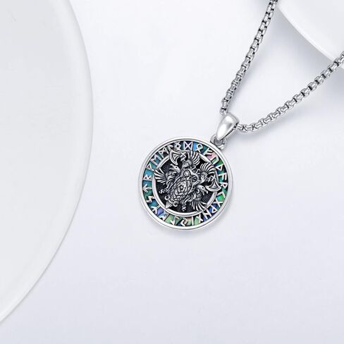 قلادة MeetMuse Viking للرجال S925 من الفضة الإسترلينية Odin/Mjolnir/Skull/Troll Cross/Wolf/Compass Rune Amulet قلادة مجوهرات نورس لعيد الميلاد وأعياد الميلاد in Kuwait