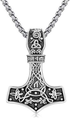 Twoowl ثور المطرقة قلادة 925 فضة فايكنغ Mjolnir قلادة أكسدة نورس الرونية تميمة مجوهرات هدايا للنساء الرجال in Kuwait