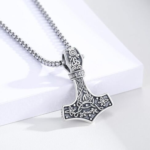 Twoowl ثور المطرقة قلادة 925 فضة فايكنغ Mjolnir قلادة أكسدة نورس الرونية تميمة مجوهرات هدايا للنساء الرجال in Kuwait