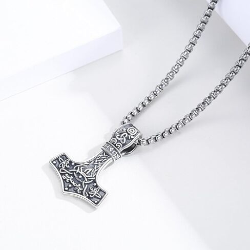 Twoowl ثور المطرقة قلادة 925 فضة فايكنغ Mjolnir قلادة أكسدة نورس الرونية تميمة مجوهرات هدايا للنساء الرجال in Kuwait