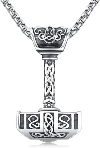 Twoowl ثور المطرقة قلادة 925 فضة فايكنغ Mjolnir قلادة أكسدة نورس الرونية تميمة مجوهرات هدايا للنساء الرجال in Kuwait