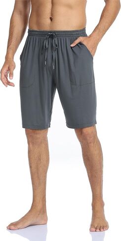 EA'S SECRET Mens Pajama Shorts Bamboo Drawstring Sleep Short Soft Lounge Shorts Lightweight Pajama Pants Pockets 2 Pack in Saudi Arabia