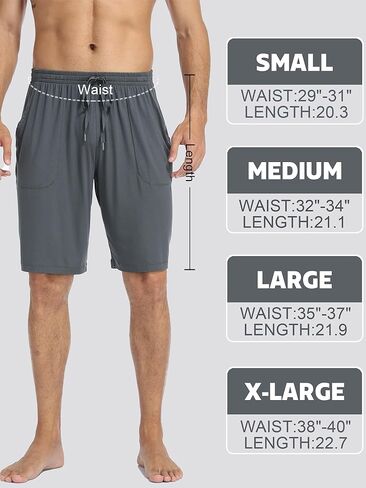 EA'S SECRET Mens Pajama Shorts Bamboo Drawstring Sleep Short Soft Lounge Shorts Lightweight Pajama Pants Pockets 2 Pack in Saudi Arabia