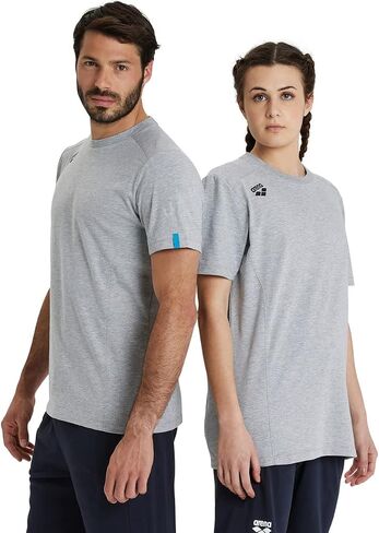 ARENA Team Unisex Panel Cotton T-Shirt Short Sleeve Crew Neck Regular Fit Workout Top Men's and Women's Active Tee in Saudi Arabia