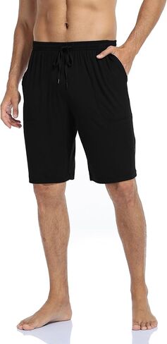 EA'S SECRET Mens Pajama Shorts Bamboo Drawstring Sleep Short Soft Lounge Shorts Lightweight Pajama Pants Pockets 2 Pack in Saudi Arabia