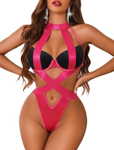 Avidlove الملابس الداخلية النسائية مثير المختنق الملابس الداخلية للنساء Strappy تيدي ينغيرييس قطعة واحدة بيبي دول صغيرة مع Underwire S-XXL in Kuwait