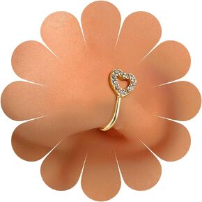 Erimberate Punk Crystal Nose Ring Gold Hollow Heart Clip On Nose Ring Cz Paved Heart Nose Ring Rhinestone Cutout Heart Nose Ring Hoop Jewelry for Women and Girls Gifts