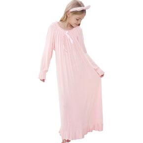 PUFSUNJJ Kids Girls Soft Cotton Nightgown Sleepwear Dress Toddler 3-12 Years