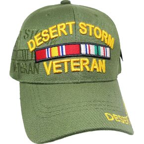 Cultural Exchange Desert Storm Veteran Ribbons Shadow Mens Cap [Olive Green - Adjustable] in Kuwait