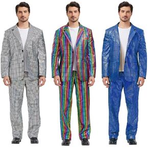 Two-Piece Men's Sequin Slim Suit 70s Disco Outfit Prom Costume for Prom Halloween Party