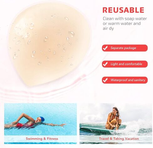 VALICLUD 2pcs Women Bikini Pads Concealer Seamless Waterproof Silicone Pad Guard Breast Pasties for Women Leggings Swimwear Activewear (As Shown) in Kuwait