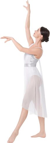 IBAKOM Lyrical Dance Costumes for Women Shiny Sequins Contemporary Dance Dress Chiffon Flowy Dance Dress in Kuwait