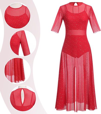 Lyrical Dance Dress for Women Shiny Sequins Mesh Dress Sleeveless Crop Top Dance Leotard Short Adult Dance Costume in Saudi Arabia
