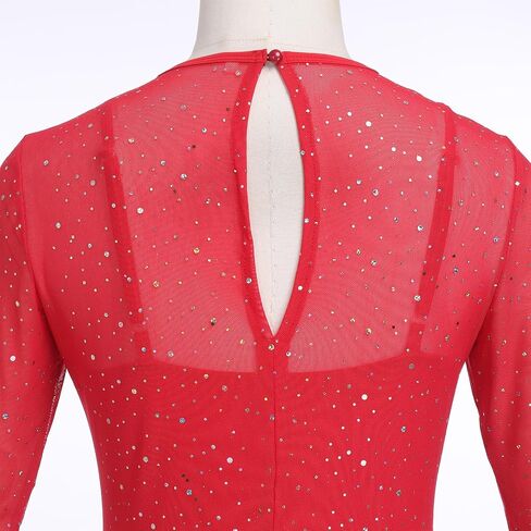 Lyrical Dance Dress for Women Shiny Sequins Mesh Dress Sleeveless Crop Top Dance Leotard Short Adult Dance Costume in Saudi Arabia