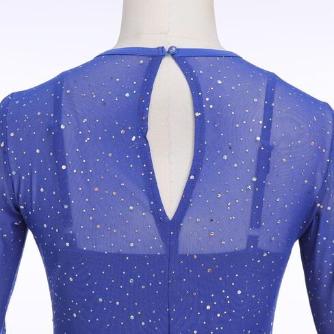 Lyrical Dance Dress for Women Shiny Sequins Mesh Dress Sleeveless Crop Top Dance Leotard Short Adult Dance Costume in Saudi Arabia