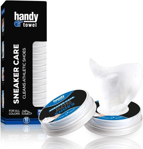 HandyTowel Shoe Wipes - Sneaker Wipes & Shoe Cleaner Wipes, Suitable For All Types Of Shoes | 100% Recyclable, Disposable, On The Go (10PCS) in Saudi Arabia