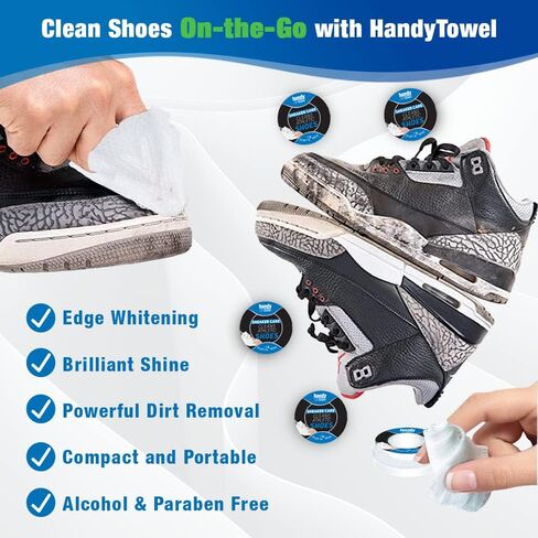 HandyTowel Shoe Wipes - Sneaker Wipes & Shoe Cleaner Wipes, Suitable For All Types Of Shoes | 100% Recyclable, Disposable, On The Go (10PCS) in Saudi Arabia