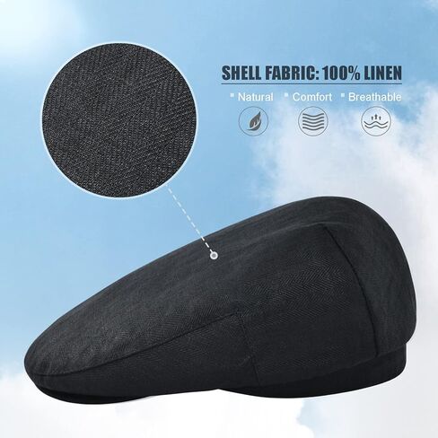 قبعة JANGOUL الرجالية من الكتان صيفية قبعة موزع الصحف قابلة للتعديل من Gatsby Golf Flat Ivy Hat in Kuwait