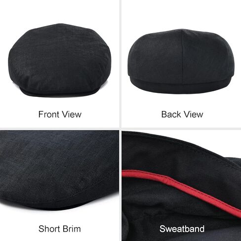 قبعة JANGOUL الرجالية من الكتان صيفية قبعة موزع الصحف قابلة للتعديل من Gatsby Golf Flat Ivy Hat in Kuwait