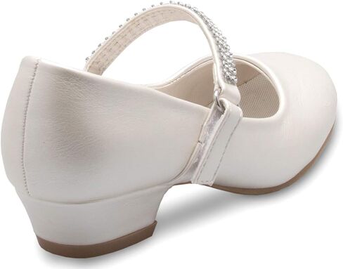 Olivia K Girls Kitten Heels Mary Jane Shoes - Round Toe with Rhinestone Strap- Easy on Off in Saudi Arabia