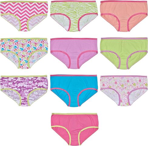 Trimfit Girls Soft Cotton Colorful Hipster Panties (Pack of 10 Kids Underwear) in Saudi Arabia