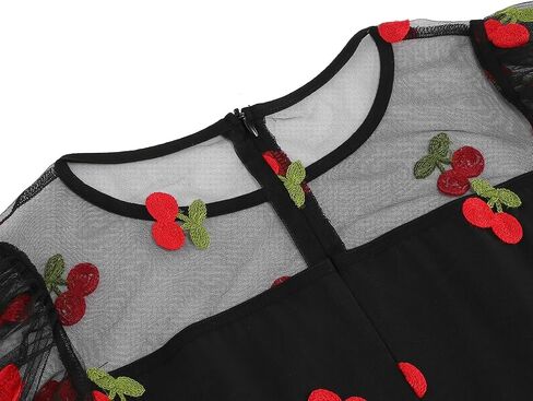 IBTOM CASTLE Women's 1950s Vintage Dress Short Sleeve Heart Print Mesh Retro Evening Prom Cocktail Party Swing A Line Dress in Saudi Arabia