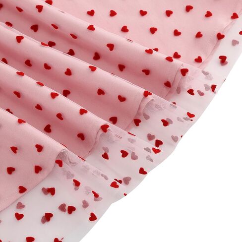 IBTOM CASTLE Women's 1950s Vintage Dress Short Sleeve Heart Print Mesh Retro Evening Prom Cocktail Party Swing A Line Dress in Kuwait