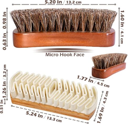 Horsehair Shoe Brush & Suede Shoe Brush,Soft Bristles Shoe Polish Brush Shoe Cleaning Brushes for Polishing,Portable Horse Hair Shine Brush for Leather Boots Handbags Coats Pans Sofa Furniture(2 PCS) in Saudi Arabia