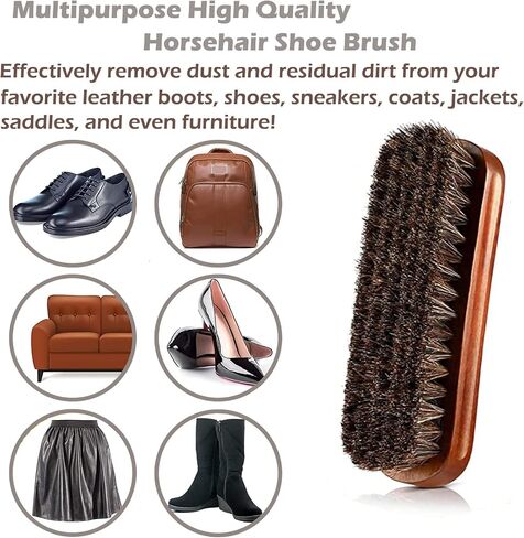Horsehair Shoe Brush & Suede Shoe Brush,Soft Bristles Shoe Polish Brush Shoe Cleaning Brushes for Polishing,Portable Horse Hair Shine Brush for Leather Boots Handbags Coats Pans Sofa Furniture(2 PCS) in Saudi Arabia