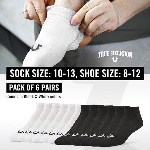 True Religion Mens Socks 6 & 12 Pairs Low Cut No Show Socks for Men Premium Athletic Men's Socks, Shoe Size 8-12, in Kuwait