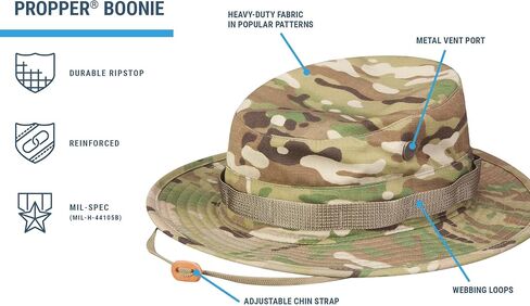 Propper 60/40 Ripstop Boonie Sun Hat for Men, Adjustable Chin Strap, Military Grade, Vent Holes, Cotton / Polyester Ripstop in Saudi Arabia