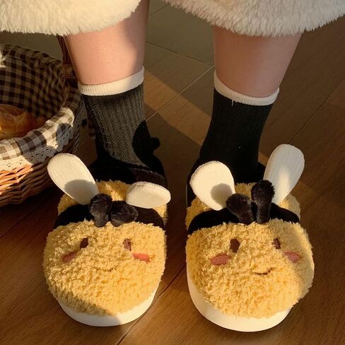 Gaolinci Cartoon Giraffe Cotton Slippers, Winter Indoor Outdoor Slippers for Women in Saudi Arabia