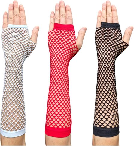 Fishnet Glove Women, Girl Nylon Fish Mesh Arm Warmers for 80s Themed Party or Punk Rock & Night Club W-N-NG2 in Saudi Arabia