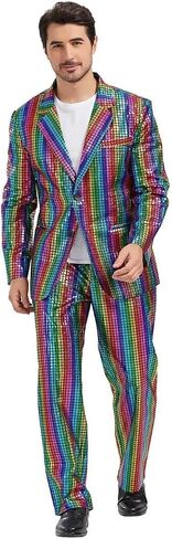Two-Piece Men's Sequin Slim Suit 70s Disco Outfit Prom Costume for Prom Halloween Party in Saudi Arabia
