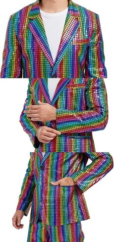 Two-Piece Men's Sequin Slim Suit 70s Disco Outfit Prom Costume for Prom Halloween Party in Saudi Arabia