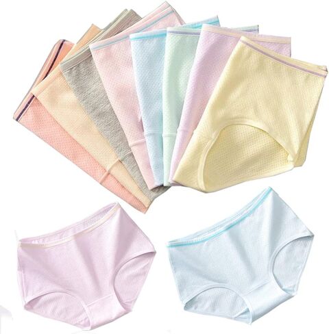 Hbhpov Teen Girls Knickers Soft Cotton Underwear Mid Waist Solid Panties for Teenager Age 10-16 (Pack of 8) in Kuwait