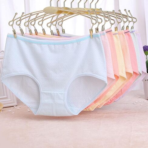 Hbhpov Teen Girls Knickers Soft Cotton Underwear Mid Waist Solid Panties for Teenager Age 10-16 (Pack of 8) in Kuwait
