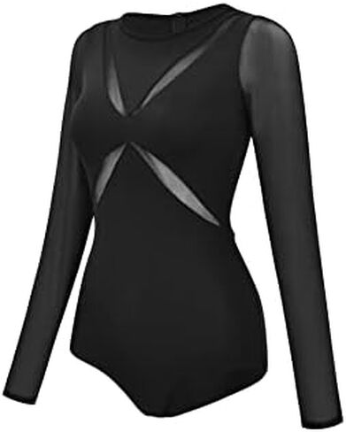 Dance Elite - Pixen - Long Sleeved Leotard for Women with X Slat design. Leotards for Women Dance Fashion in Kuwait